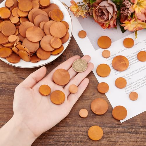 PH PandaHall 120pcs Flat Round Wood Beads 4 Sizes Wood Coin Beads Wood Spacer Beads Craft Wooden Beads Small Wood Disc for Jewelry Necklace Bracelet Craft Making HomeMacrame - Image 3