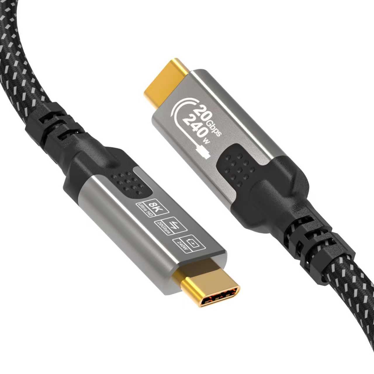 CABLAPTOP cavo usb type-c 1 metro,Cavo USB-C 3.2 Gen2x2, 20Gbps Cavo Dati Type C, Monitor Cavo USB-C a USB-C,8K@30Hz, 4K@144Hz/ 60Hz tipo C, 240W,USB-C per Thunderbolt 4, MacBook Pro,Dock, SSD