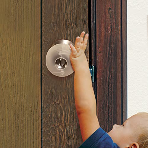 Image of Dreambaby EZY-Fit Door Knob Child Proof Safety Covers - Fits Most Standard Doorknobs - Suitable for Push & Twist Locks - White - 12 Pack - Model L908