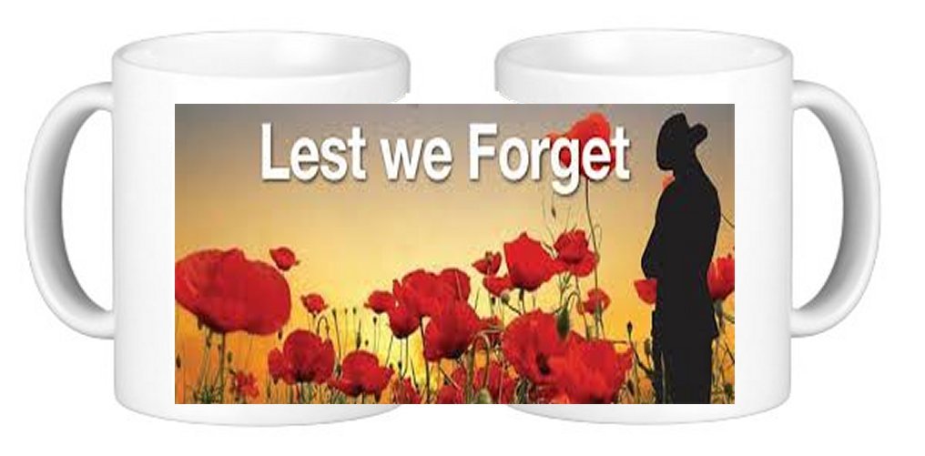 Personalisedjust4u Multicoloured Lest We Forget Ceramic Coffee Mug Plus Coaster Fantastic Gift