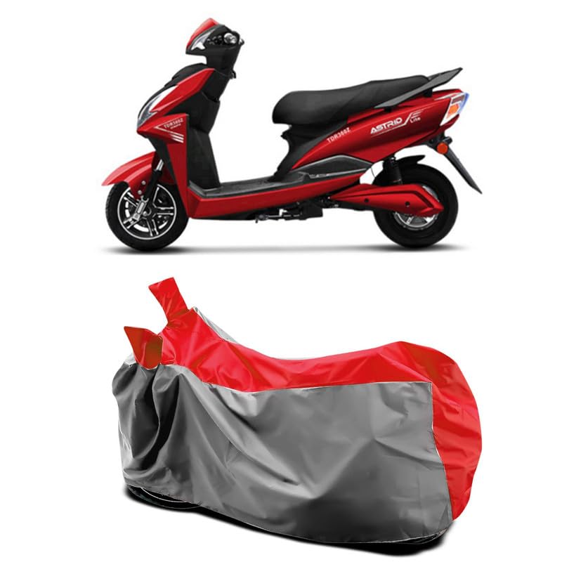 Image of DUFFEL-Two Wheeler Bike Body Cover Compatible for Gemopai Astrid Lite Heat Protectio /UV-Rays /Birds Dropping /DustProof /Waterproof All Variants [Gray Red]