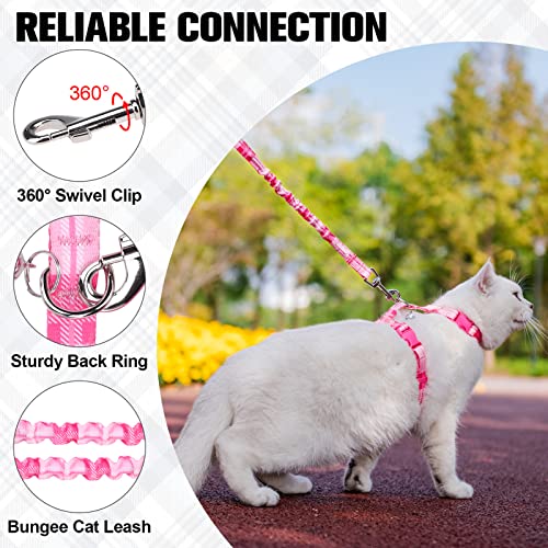 Beautyzoo Cat Harness And Leash Set Escape Proof For Walking, Kitten Soft Adjustable Vest Harnesses For Small Medium Large Cats, Easy Control Breathable Plaid Ribbon Nylon For Outdoor Indoor Use #TOP3