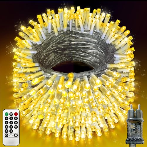 XURISEN 50M Lichterkette 1000 LED Warmweiß Transparent Weihnachten...