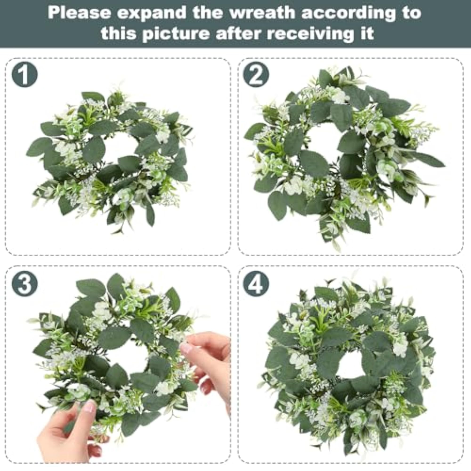 8 Pack Eucalyptus Candle Rings, Artificial Greenery