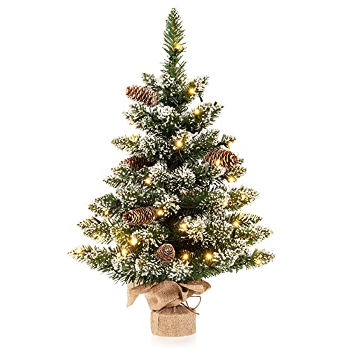 GOPLUS Mini-Weihnachtsbaum 64cm, Künstlicher Tannenbaum mit Schmuck...