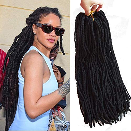 Flyteng Goddess Locs Crochet Hair 6 packs Synthetic Braiding Hair 24 inch Faux Locs Crochet Hair black Faux Locs Twist Braids