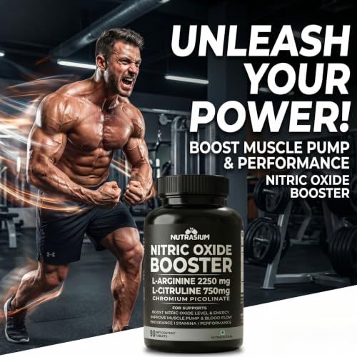 Image of Nutrasium Nitric Oxide Booster | L-Arginine 2250mg | Muscle Pump & Stamina | 45 Tabs