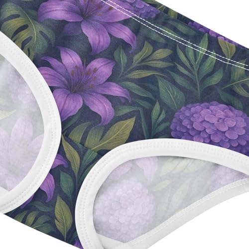 Joisal Purple Flowers Green Leaves Toddler Underwear Floral 2t Cotton Little Girl Panties Colorful Undies Kids Briefs4
