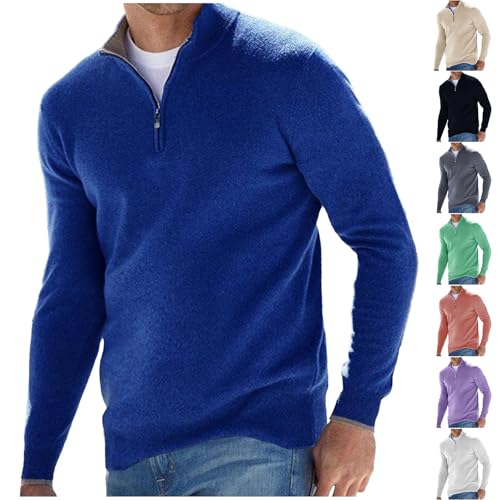 Cambkatl Men's Zipper Stand Collar Pullover Sweaters - Slim Fit Casual Solid Soft Knitted Long Sleeve Thermal Jumper Tops2