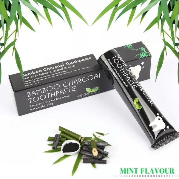 Image of Activated Charcoal Toothpaste ? 105g Black Gel with Bamboo Charcoal for Deep Clean & Plaque Removal ? Ayurvedic, Herbal, Fluoride-Free pack of 1