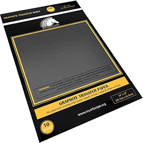 Graphite Transfer Paper - 18" x 24" - 10 Sheets - Waxed Carbon Paper for Tracing - MyArtscape (Black) Cover