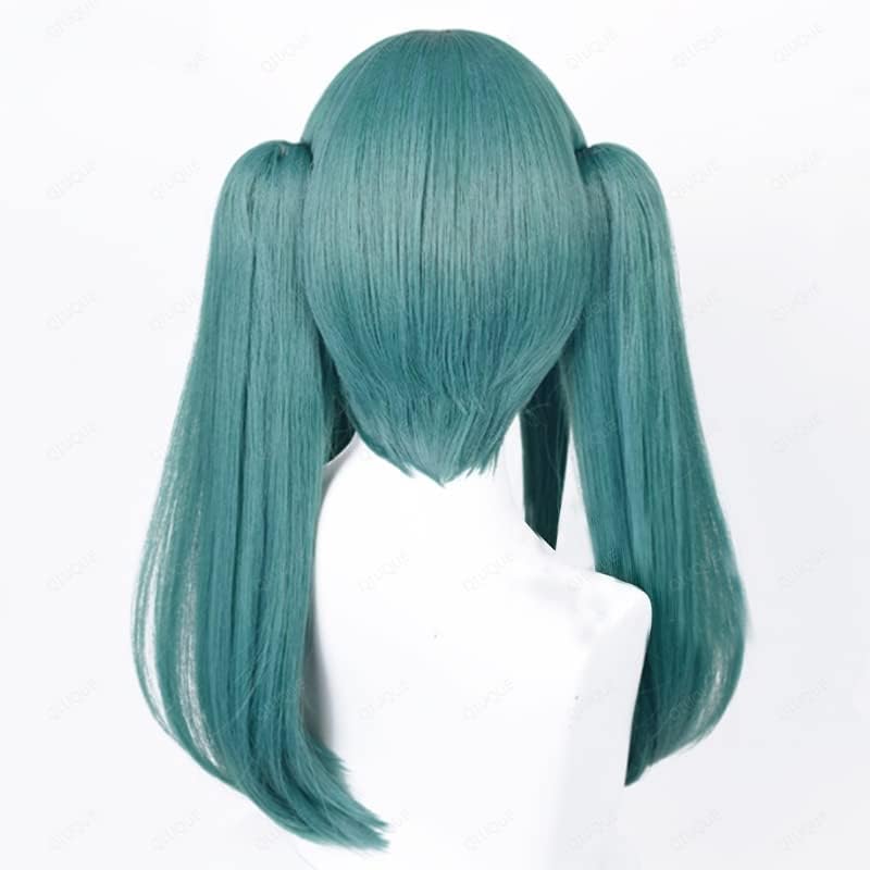 Xingwang Queen Anime Cosplay Wig Clip on Ponytails Gray Green Wigs for Women Girls - Image 5