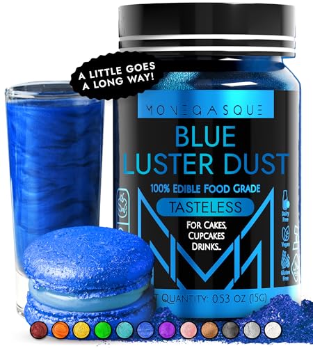 Monégasque Blue Edible Glitter For Drinks 15G – Edible Glitter For Cakes & Cocktails - Luster Dust For Cocktail, Mothers Day Cake Decorating, & Food Spray - Strawberries & Drink Shimmer Decorations