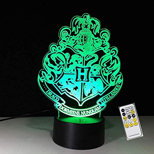 Preisvergleich Produktbild 3D Illusionslampe LED Nachtlicht Fernbedienung Hogwarts Magic School Luminaria Schlafzimmer Dekor Tischlampe Kinder Geschenk