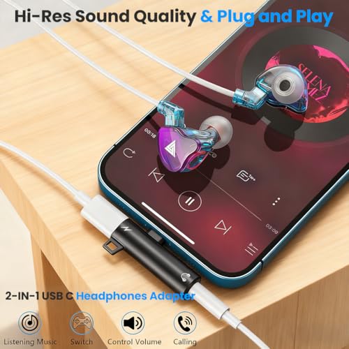 Image of Verilux 2 in 1 Type C to Type C & 3.5mm Jack Audio Adapter, USB C Male to Female Charging Adapter, Right Angle Design, Travel Compact