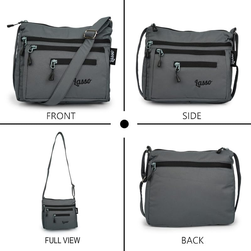 Image of Lasso Stylish Multi-Pocket Crossbody Waterproof Sling Bag For Women with Adjustable Strap | Stylish Ladies one side bag and purse for women & girls | 5 L Capacity & 5 Multiple Pockets with Zip