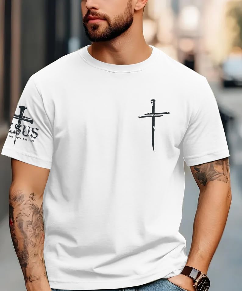 Image of Christian Shirts for Men Jesus Cross Shirt Religious Faith T Shirts