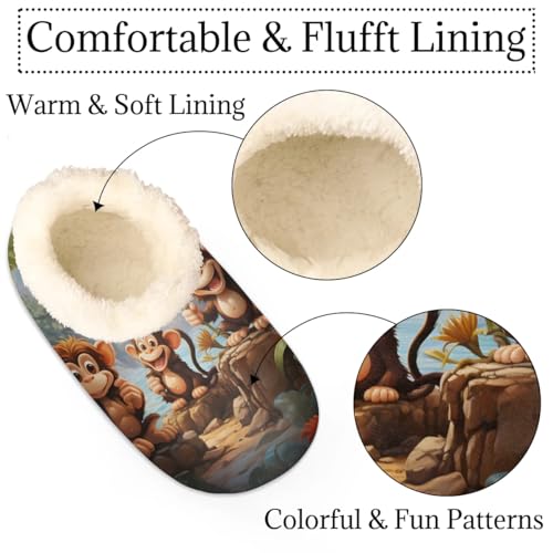 QsirBC Woods River Monkey Slippers for Women Men Soft Memory Foam Slippers Non-Slip Soles Indoor Outdoor Cozy Fuzzy Warm Slippers2
