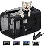 Conlun Sac de transport pour chats, Porte-animaux pour chiens avec 4-Sided Mesh,transporteur de chats approuvé par ligne aérienne pour les petits chats et les petits chatons 15Lb,Transporteur de Cat collapsible-M, Noir