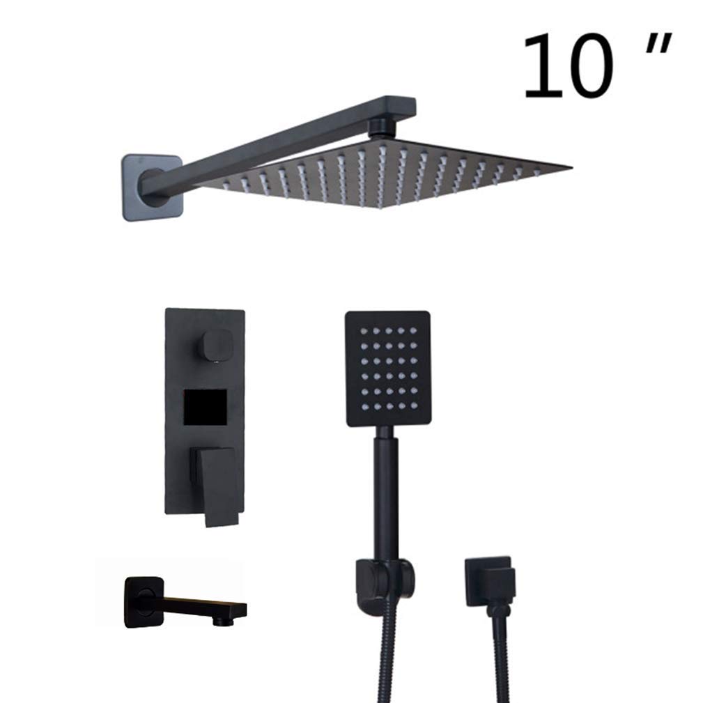 Bagno Doccia Rubinetto Doccia 3 Funzioni Nero Digitali Rubinetti Set Doccia A Pioggia 2 Vie Display Digitale Miscelatore+Rubinetto Vasca, Set Doccia Lusso 8" (10")