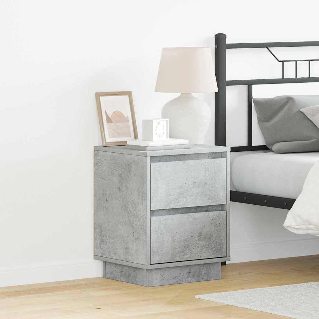vidaXL Armadio da Notte Grigio Cemento 39 x 34,5 x 50 cm, Comodino Moderno Rettangolare, armadietto per Letto, Legno ingegnerizzato, Stand USB per luci