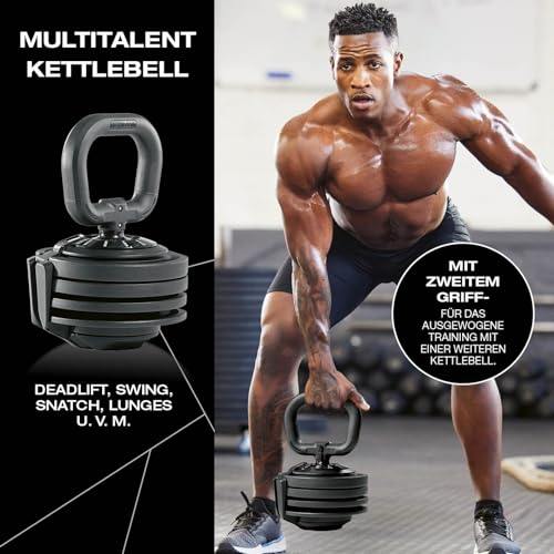 Multifunktionshantel Set von 3-24 kg | Verstellbar zu Kurz- & Langhantel und Kettlebell | Vielseitiges Training zu Hause | Ideal für Kraftaufbau und Ausdauer | Für ein effektives Workout – Bild 4