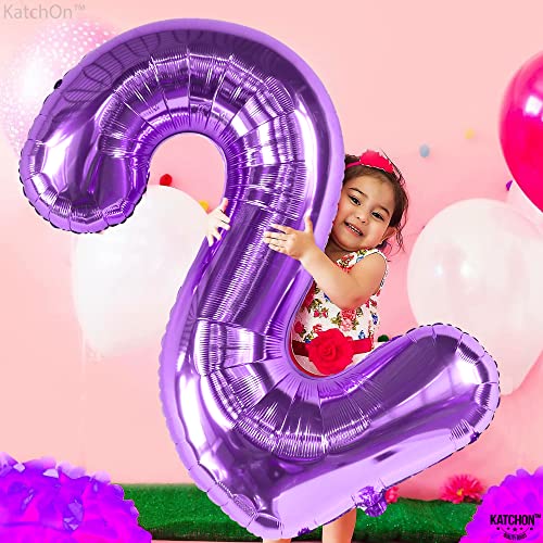 Image of KatchOn Purple Number 2 Balloon 40 Inch 2nd Birthday Decorations for Girls