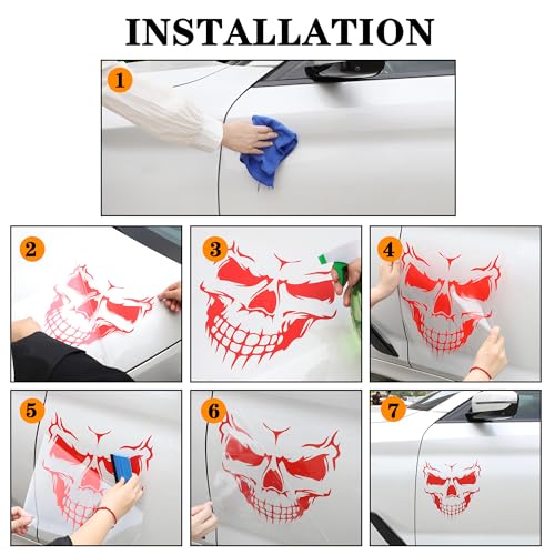 Tomall ZHKLTZZHR 2Pcs Skull Stickers For Car Halloween Vinyl Skeleton Graphic Decals For Car Body Hood Windows Doors Self-Adhesive Stickers Diy thumb #6