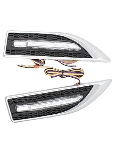 Aksmit Car Side Fender Light with 3 Colour Led Indicator Light (Silver) For Exuv300