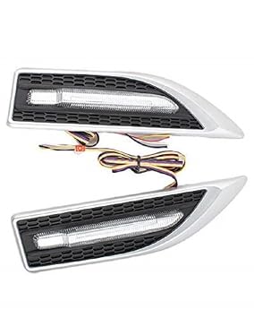 Aksmit Car Side Fender Light with 3 Colour Led Indicator Light (Silver) For Exuv300