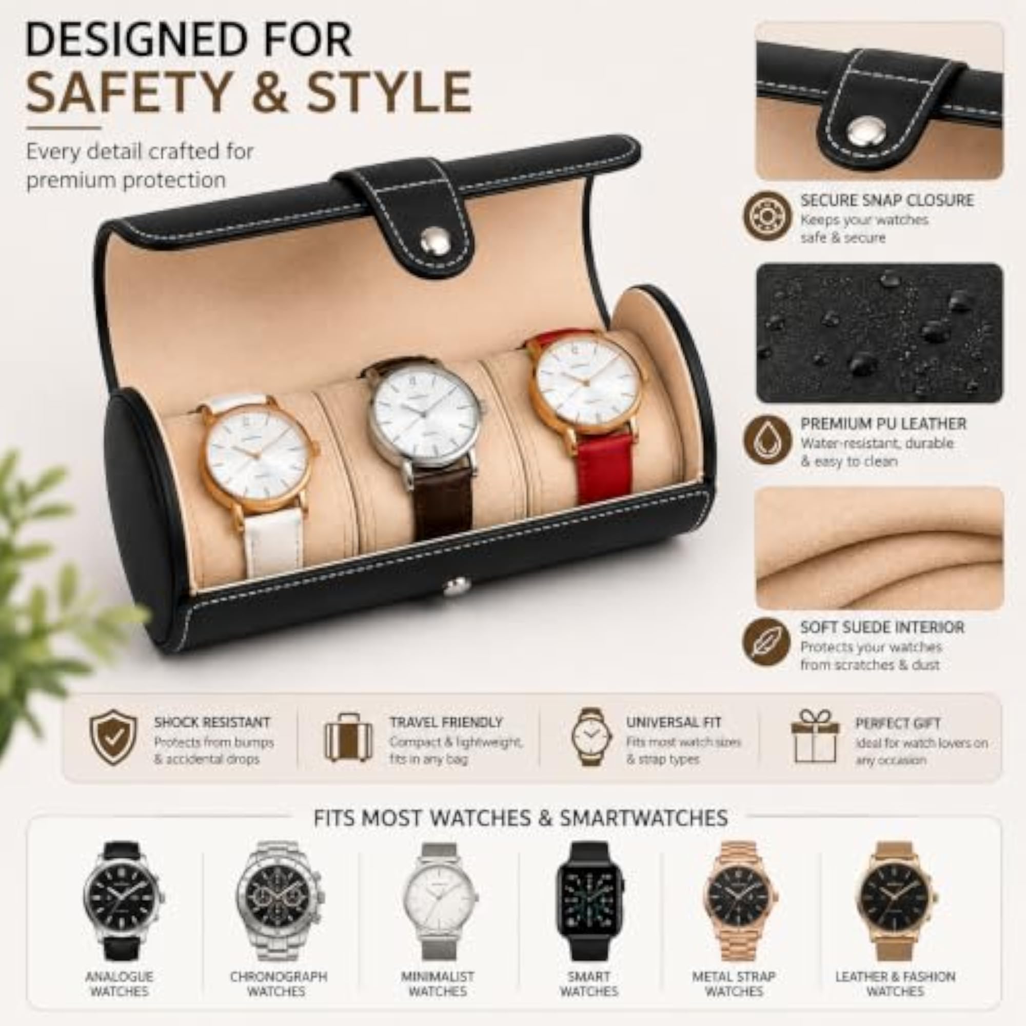 Watch Case Box | Men & Women PU Leather Watch Case Roll