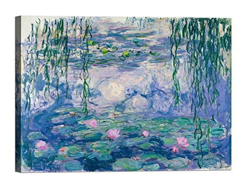 Tela Canvas 100% Cotone Lux Claude Monet Waterlilies Ninfee 70x50 cm Quadro Stampa su Tela con Telaio in Legno