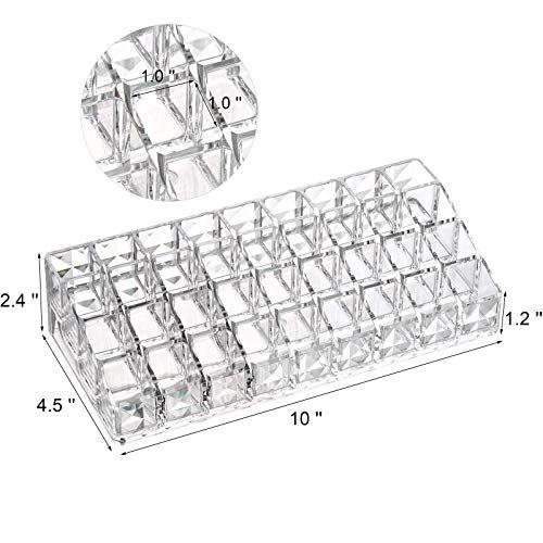 Acrylic Lipstick Organizer Clear Multi-Level Lip Gloss Holder Display Case 36 Slots Storage