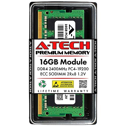 Image of A-Tech 16GB DDR4 2400MHz PC4-19200 ECC SODIMM 2Rx8 Dual Rank 1.2V 260-Pin RAM Memory Upgrade Module for Microserver, Workstation, and Networking Platforms