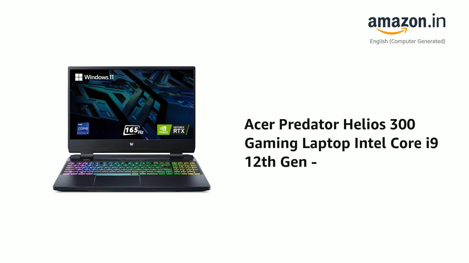 acer Predator Helios 300 Gaming Laptop Intel Core i9 12th Gen