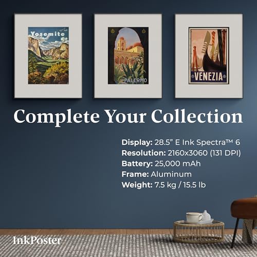 Image of INKPOSTER Tela 28.5 inch - Color Screen E Ink Spectra 6 with Sharp IGZO - Up to 1 Year on one Charge - Paper-Like: Silent, no Blue Light - Aluminium Body - Thousands of Artworks in Application