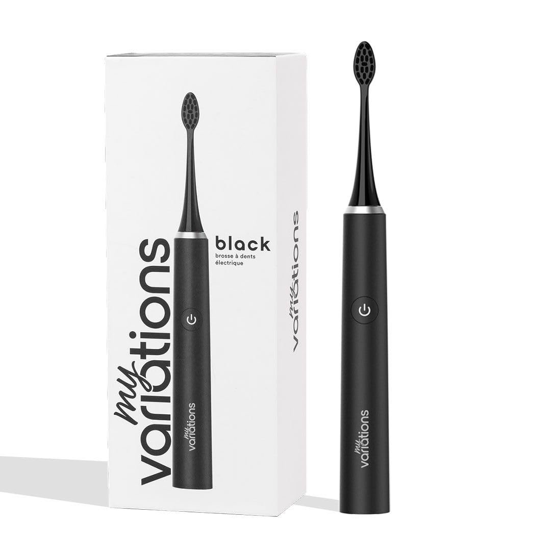 My Variations - Sonic Electric Toothbrush - Rechargeable - 1 Month Battery - 5 Brushing Modes - Built-in 2 Min Timer - 1 Handle and 1 Brush (Black)