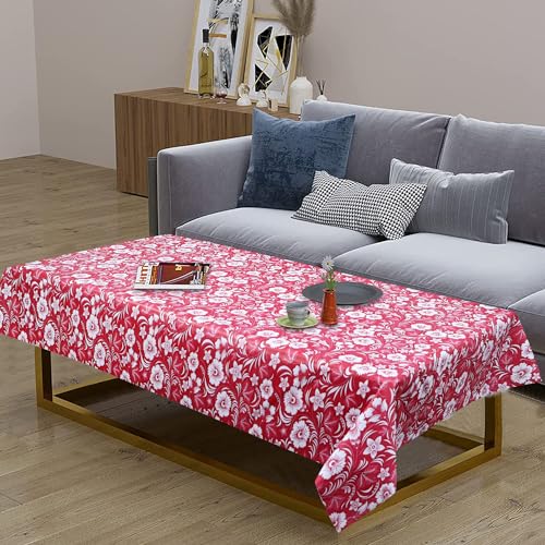 Image of Dakshya Industirs PVC Waterproof Table Cover 36x54 Inch Floral Printed Center Table Cover Washable Plastic Table Sheet Oilproof Dining Table Cover for Coffee Table Living Room Home (Floral Grace)