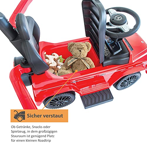 LEMODO Kinder Rutschauto ab 1 Jahr - Lauflernwagen mit Schiebestange - Robustes Kinderauto - Mercedes-Laufrad - Schiebeauto mit Stange für die Lenkung - Rot – Bild 4