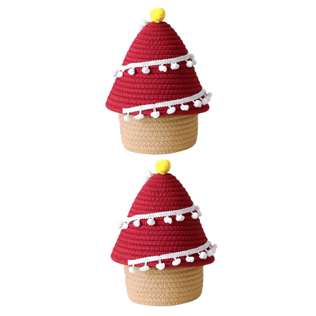 EXCEART 2 Cestas De Almacenamiento Para Guardería Con Tapa De Cuerda De Algodón Tejida Organizador De Juguetes Para Árbol De Navidad