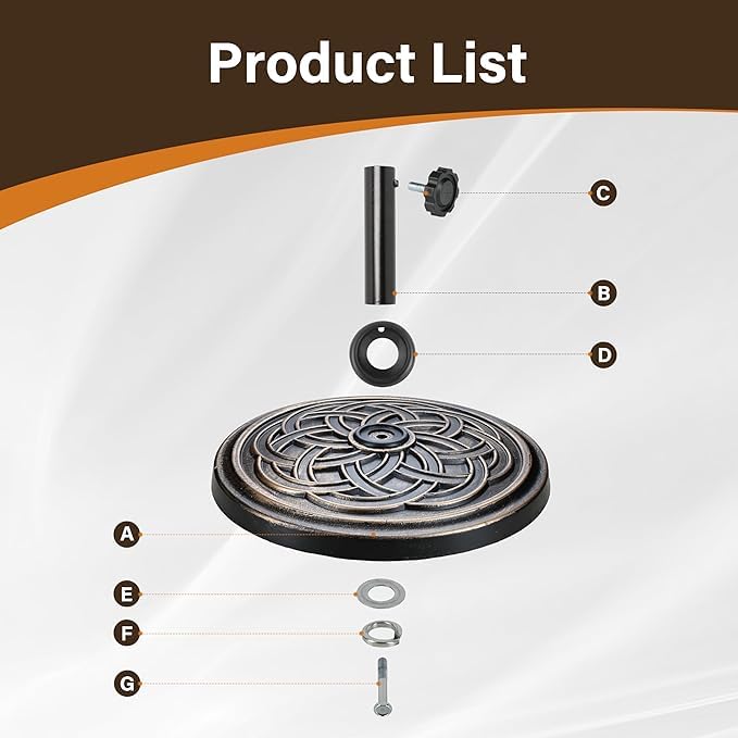InfiniPower 24lbs Round Antiqued Umbrella Base Heavy Duty Umbrella Stand Durable Holder Patio Umbrella Base for Lawn, Deck, Poolside, Garden, Bronze