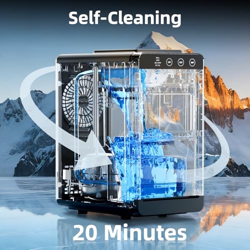 Image of Antarctic Star Ice Maker, Portable Ice Machine with Self-Cleaning Function, 8 Cubes in 6 Mins Fast Countertop Ice Making, Compact Ice Maker for Home, Kitchen, RV, Travel, Black
