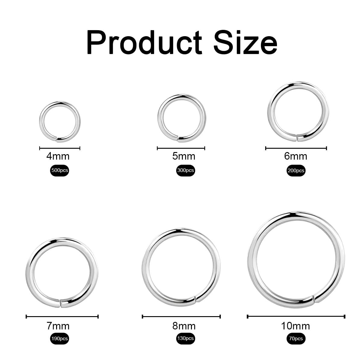 1390-teiliges Sprungringe Set Für Schmuckherstellung - 6 Größen In Silber