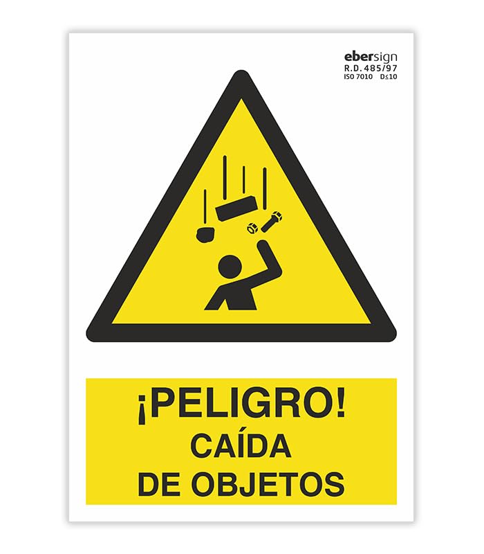 EberSign | Señal de Advertencia '¡Peligro! Caída de Objetos' Normativa ISO7010 (A4)