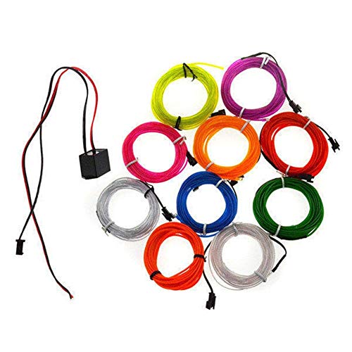 Good Quality 3M 10 Colors 12V Flexible Neon EL Wire Light Dance Party Decor Light (Color : Fluorescent Green)