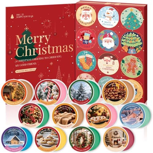 STRN Wax Melts, Christmas Wax MeltCups, 12 Scented Soy Wax, Long-Lasting Scent Wax Cubes for Wax Warmers, Home, Yoga, Christmas Gift Box, 1.06 OZ * 12 Cups