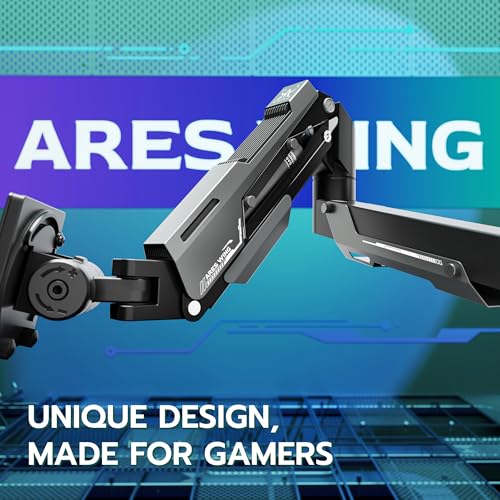 Image of ARES WING Heavy Duty Gas Spring Dual Monitor Mount, Adjustable Stacked Desk Mount for 2 Ultrawide Screens up to 57 Inch with USB A /C Charging Ports, VESA 75 /100 /200mm Mount, Black