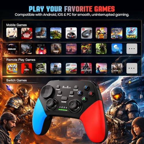 Image of PunnkFunnk G9 Wireless Gaming Controller with Bluetooth & USB Receiver | Gamepad for Android, iOS (Apple Arcade), PC, PS3 /PS4 /PS5 & Nintendo Switch | Dual Stick, Turbo, 10H Playtime