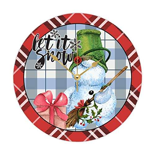 Horloge rustique de Noël quartz en bois Let It Snow - 2