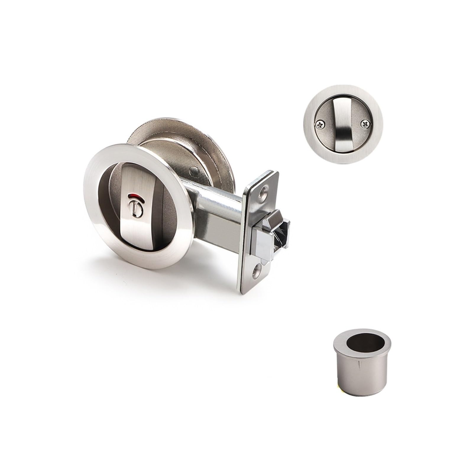 Yxinaer Double- Brushed Round Recessed Door Lock Pocket Sliding Door Lock
